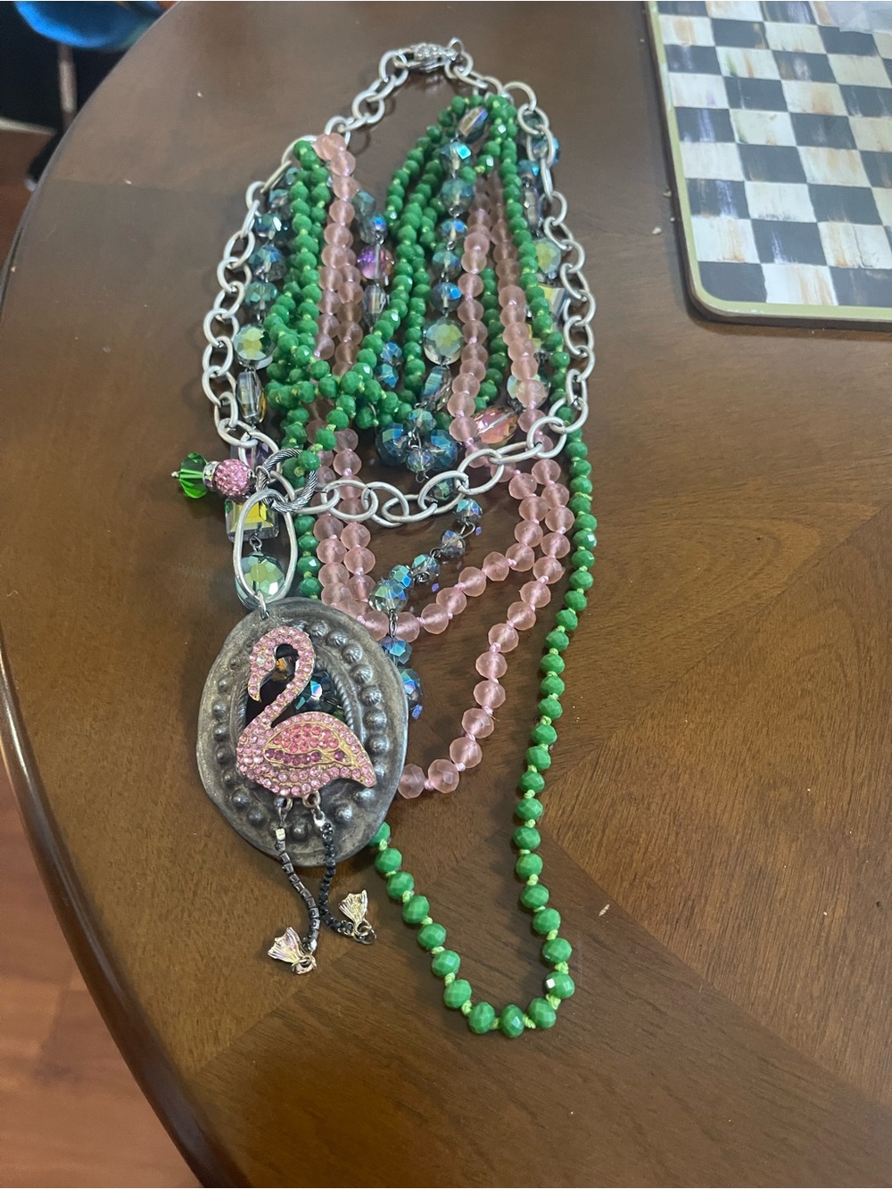 Flamingo multi strand necklace